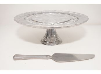 Butler's Pantry Metal Cake Plate With Lenox Serving Knife