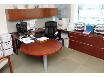 Large Executive Suite Mahogany Finish Office Work Station With Added Storage (1 Of 3)