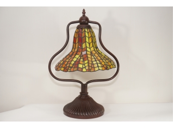 A Tiffany Style Stained Glass Bell Shaped Lamp