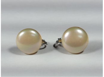 Pair Of Vendome Costume Jewelry Earrings With Faux Pearl