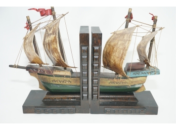 Vintage 17th Century Sailing Ship  Bookends