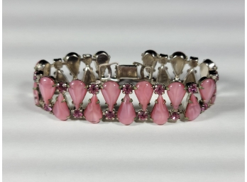 Pink Costume Jewelry Bracelet With Snap On Clip