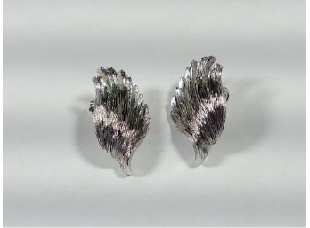 Pair Of Silver Colored Winged Earrings