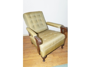 A Vintage  Gimbel Brothers Upholstered Recliner And Ottoman