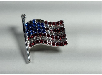 USA Flag Pin With Red White And Blue Stones