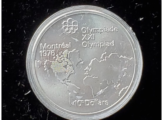 1973 Queen Elizabeth $10 Montreal Olympic Coin - World Map