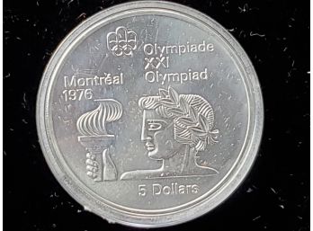 1974 Queen Elizabeth $5 Montreal Olympic Coin- Torch Bearer