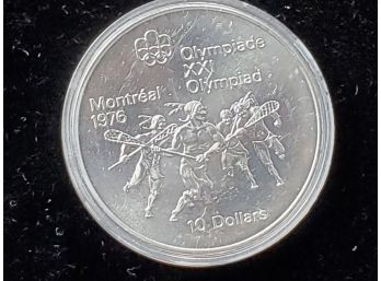 1974 Queen Elizabeth $10 Montreal Olympic Coin- Lacrosse