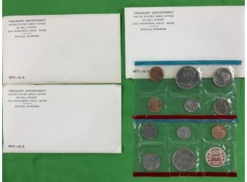 1971 Treasury Department Uncirculated Coin Set- 3 Sets