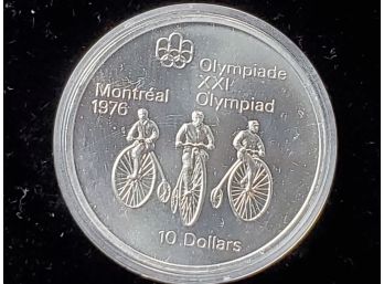 1974 Queen Elizabeth $10 Olympic Coin (bicycle)