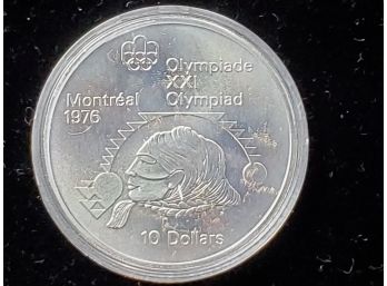 1975 Queen Elizabeth $10 Montreal Olympic Coin- Womans Face