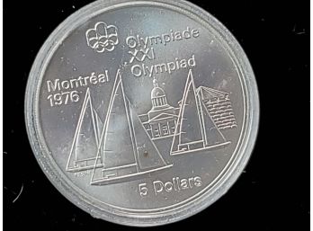 1973 Queen Elizabeth $5 Montreal Olympic Coin- Sailing