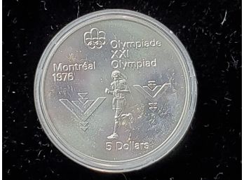 1975 Queen Elizabeth $5 Montreal Olympic Coin-running