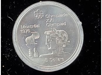 1974 Queen Elizabeth $5 Montreal Olympic Coin- Torch Bearer