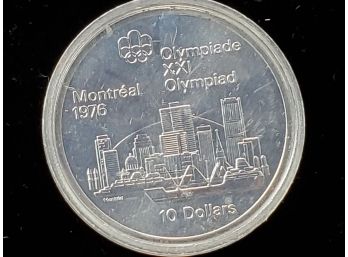 1973 Queen Elizabeth $10 Montreal Olympic Coin- Skyline