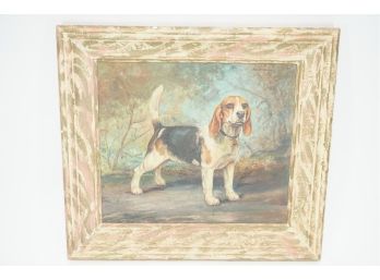 Framed Oil On Board 'beagle' Painting Signed By Bob Sternloff