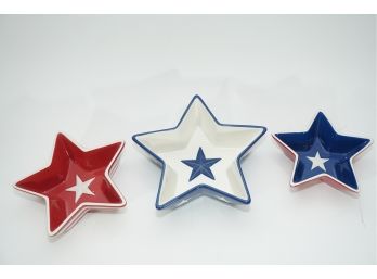 Trio Of Red White And Blue American Star Candy Dishes