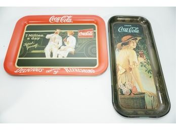 Vintage  Pair Coca Cola Trays Including '7 Million A Day Refresh Yourself'