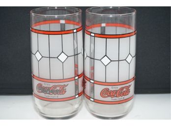 Pair Of Coca Cola 'stained Glass' Glasses