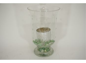 Glass Party Light Candle Holder With Smooth Glass Beads