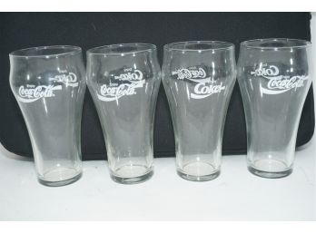 Set Of 4 Coca Cola Glasses With White Lettering