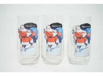 Group Of 3 Vintage Coca Cola Christmas Glasses -1