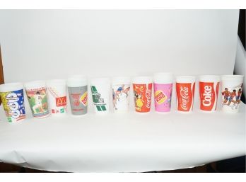 Vintage Group Of Plastic Coca Cola Cups With Graphic