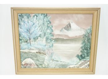 Framed Oil On Canvas 'mountain'