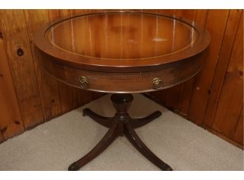 A Mersman Mahogany Leather Top Drum Table - Excellent Condition