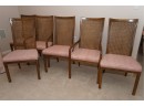 Mid Century Walnut High Back Cane Dining Chairs With Custom Upholstered Seat
