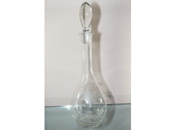 Glass Floral Etched Decanter