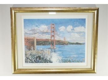 San Francisco - The Golden Gate Bridge Pencil Signed Framed Print