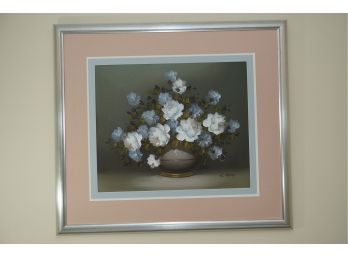 Framed Oil On Canvass 'Pot Of Flowers' Signed S. Henry
