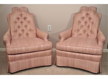 Pair Of Custom Upholstered Pink Side Chairs