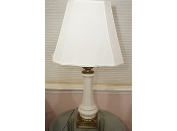 Vintage White Ceramic Lamp With Metal Base (tested And Works)