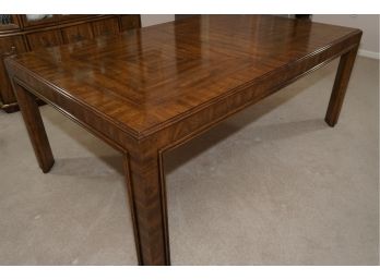 Mid Century Drexel Heritage Burl-wood Inlaid Expandable Dining Table With Additional Leaves