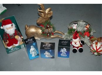 Christmas Lot 2 Including Reindeer And Porcelain Figurines
