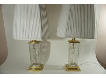Pair Of Brass Based Lamps