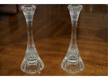 Pair Of Crystal Candle Holders