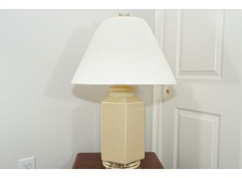 Cream Ceramic Table Lamp Brass Butterfly Finial