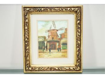 Framed Oil Painting Of 'windmill' Signed Danny