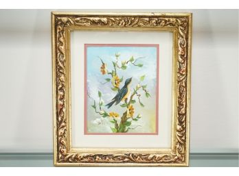 Framed Oil Painting Of 'bird' Signed Dilyn
