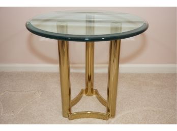 Brass Legged Glass Top Side Table