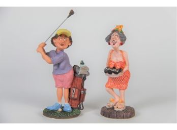 A Pair Of Doug Harris Figurines Golfer And Birthday