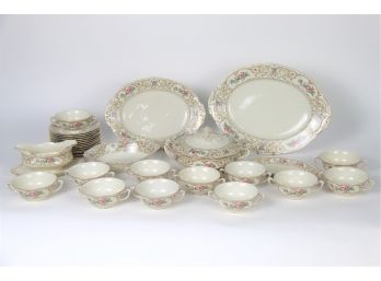 Epiag Fine China Serving Piece With Set Of Soup Bowls And Saucers