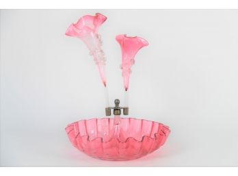 A Pink Art Glass Floral Display