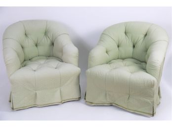 A Matching Pair Of Tufted Barrel Side Chairs