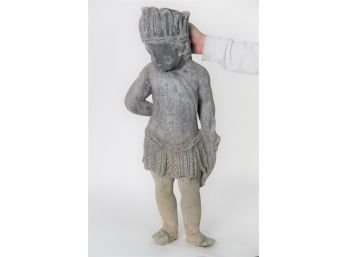 An Antique Bronze Sculpture Of Native American Child