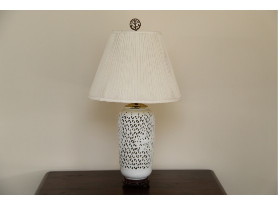 A Pierced Porcelain  Table Lamp