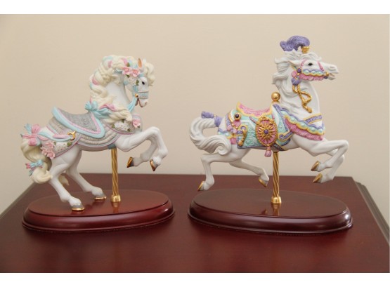 A Pair Of Lenox Porcelain Carousel Horses Including Head Dressing